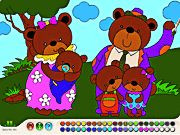 Семья медведей - раскраска онлайн