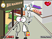 Стикмен целует подругу в торговом центре